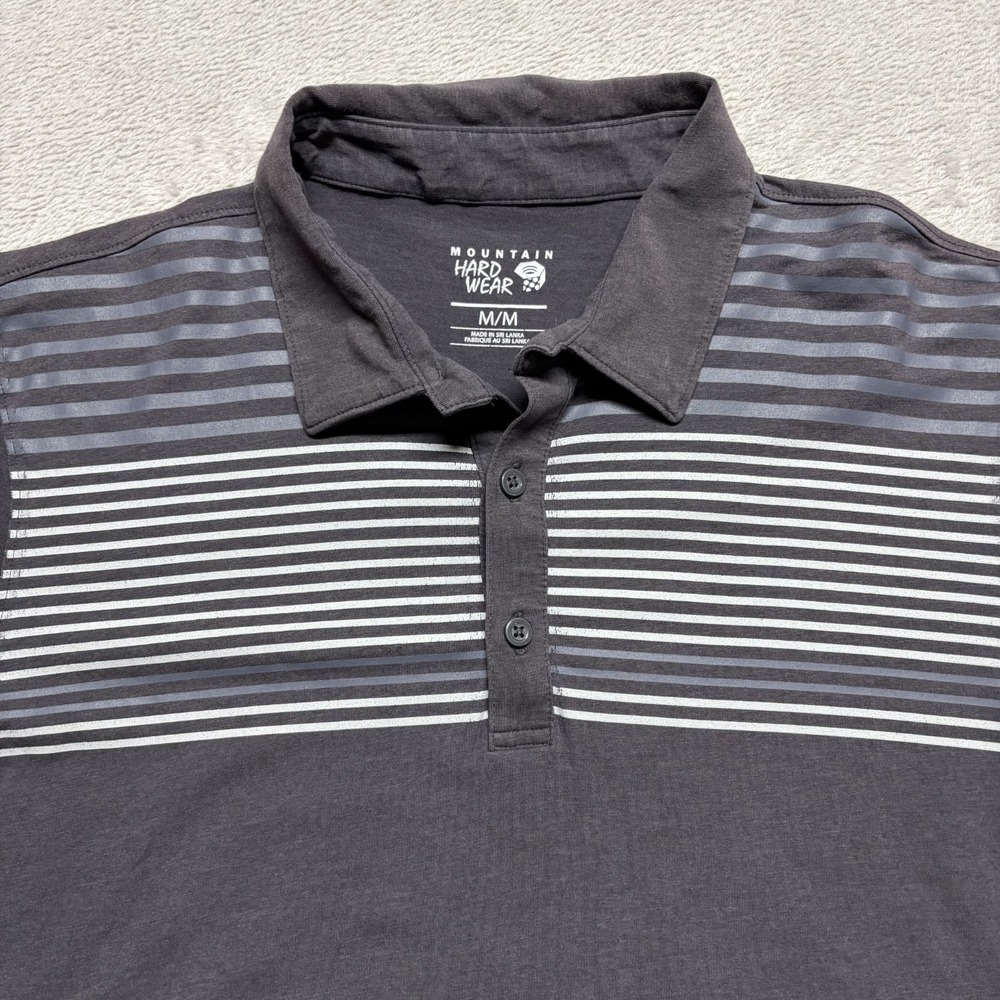 Mountain Hardwear Gray Striped Short Sleeve Polo Shirt‎ Men's M